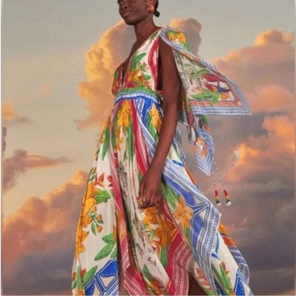FARM Rio Asymmetrical Dress with Floral and Geometric Patterns
